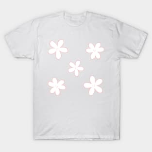 Minimal Abstract Flowers - White with Blush pink border T-Shirt